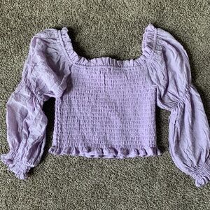Altard State Purple Smocked crop top blouse